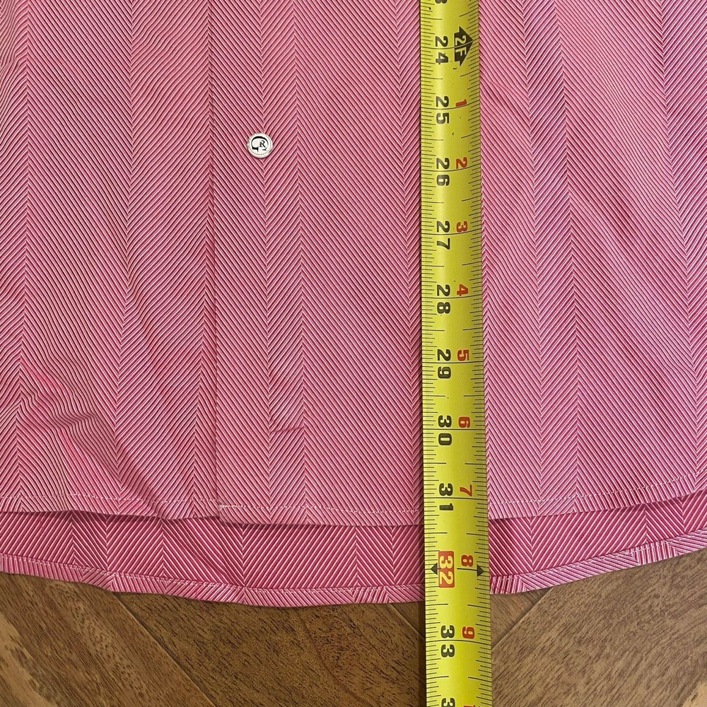 Robert Graham Shirt Mens 43 17 Button Down Pink Patterned Herringbone - Picture 9 of 10